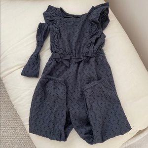 Super cute lace fabric toddler girl romper jumpsuit!